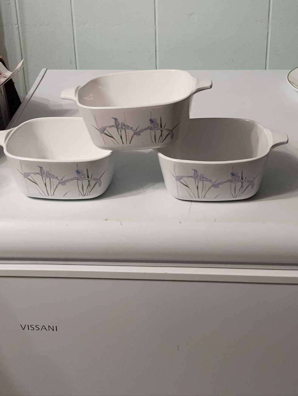 3 Vintage Corning Ware Ceramic Shadow Iris Cassarole Dishes #P-43-B